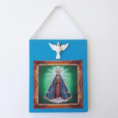 Quadrinho N. S. Aparecida com Divino - artesanato de Estudio Bananeira