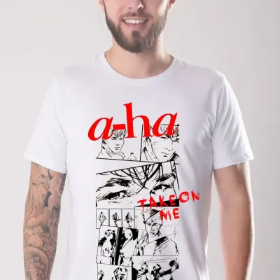 Camiseta a-Ha take on me, banda new wave clássica anos 80, estampa exclusiva tamanhos babylook e unisex - artesanato de Lado B Rock Camisetas