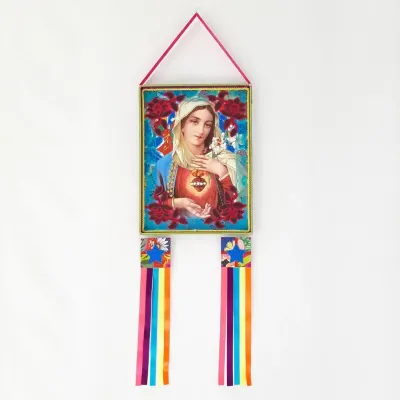 Estandarte Sagrado Coração de Maria - artesanato de Estudio Bananeira