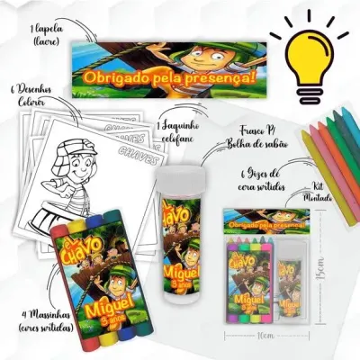 Kit Massinha + Giz + Bolha Chaves Personalizado - artesanato de Mi Papelaria Criativa
