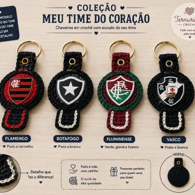 chaveiro Times do coração - artesanato de Ternurinha Crochê