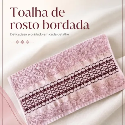 Toalha de rosto bordada 2 - artesanato de Djulik