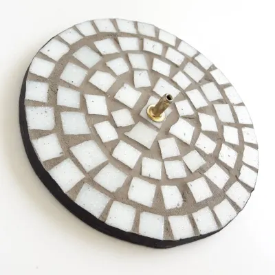 Porta Incenso Mosaico Branco - artesanato de Estudio Bananeira