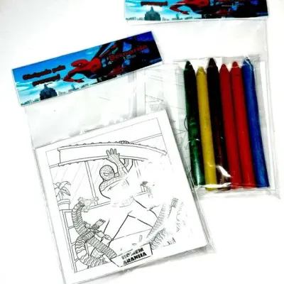 Kit Giz de Cera Homem Aranha Personalizado - artesanato de Mi Papelaria Criativa