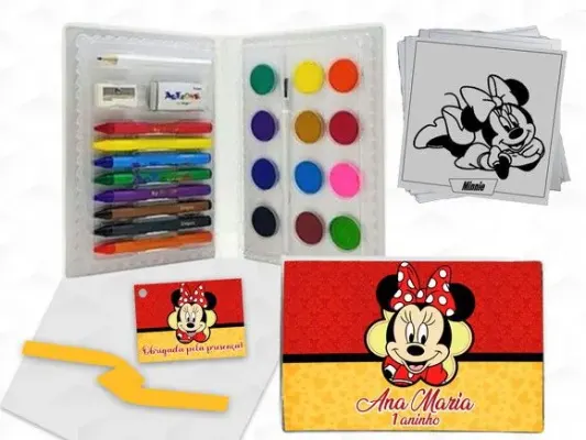 Estojo de Pintura Minnie Vermelha Personalizado - artesanato de creativitybynina