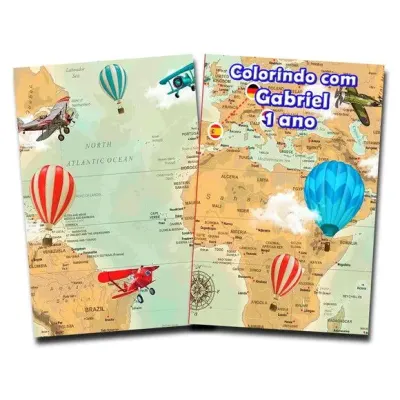 Revista Colorir Aviador Volta ao Mundo Baloeiro 14x10 - artesanato de PAPCRIE