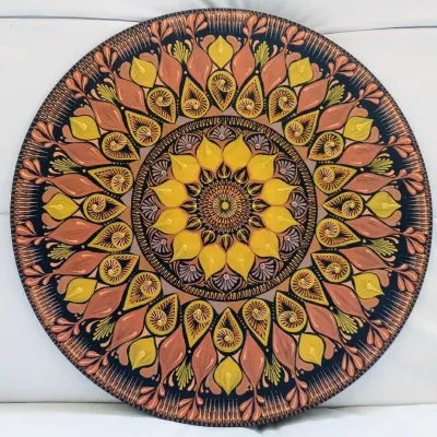 Mandala Decorativa em MDF 35 cm Pintada à Mão – Tons Terrosos - artesanato de MultiVerso Multiarte