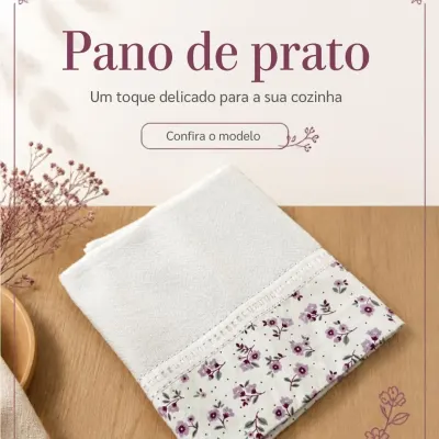 Pano de prato artesanal - com barrado de tecido 13 - artesanato de Djulik