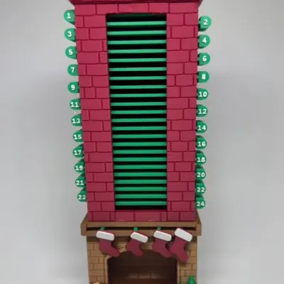 Calendário do Advento Natal Lareira Chaminé 3D - Contagem Regressiva com Papai Noel Interativo - artesanato de TINY LASER