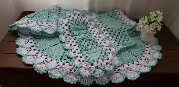 Jogo de Banheiro em Crochê 04 Peças Verde Água - artesanato de Mari Crochê feito com carinho!