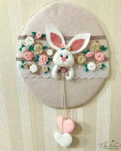 Decoração para Páscoa Enfeite de Porta em Feltro - artesanato de edeatelier