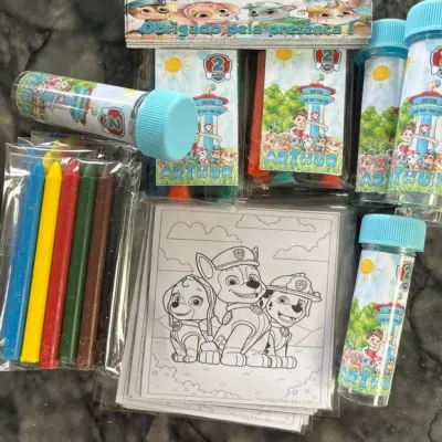 Kit Massinha + Giz + Bolha Patrulha Canina Personalizado - artesanato de Artmanha Lembrancinhas