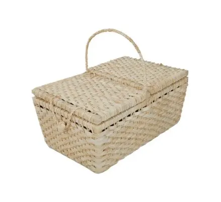Cesta De Piquenique Palha De Milho G 48x31x20 - artesanato de Mundo Urbano