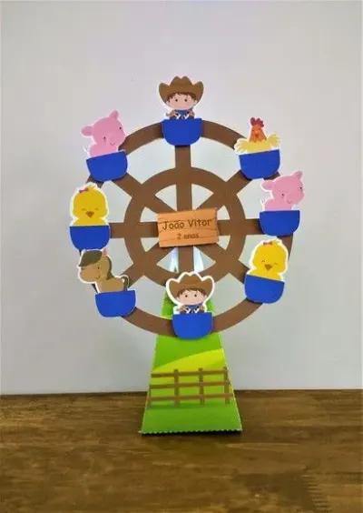 Caixa Cone Roda Gigante Fazendinha - artesanato de Fina Essência Papelaria Personalizada
