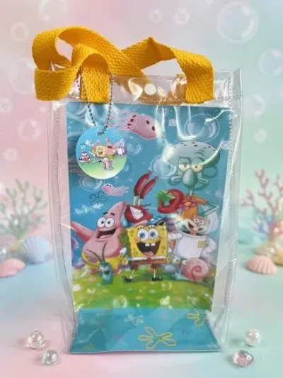 Sacola Transparente Bob Esponja Personalizado - artesanato de Artmanha Lembrancinhas