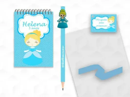 Bloquinho com Aplique Cinderela Cute Personalizado - artesanato de creativitybynina