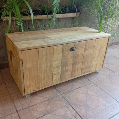 🐾 Banco Pet 12-23a (Banco Pet Duplo para Caixa de Areia com Rodízios) - artesanato de HRC Madeiras