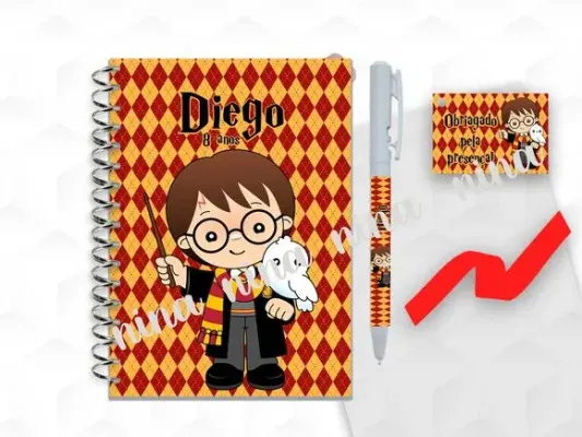 Bloquinho Grande com Caneta Harry Potter Personalizada - artesanato de creativitybynina