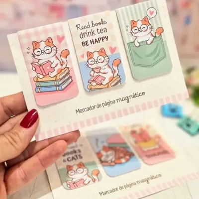 Marcador de Página Magnético Kit Com 03 - Gatinhos Fofos 1 - artesanato de Emejhu Personalizados