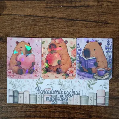 Marcador de Página Magnético Trio 3 - "Capivaras" - artesanato de Emejhu Personalizados