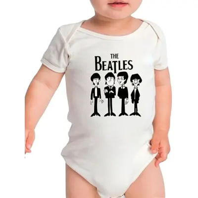 Body bebê The Beatles, estampa desenho animado, 100% algodão - artesanato de Lado B Rock Camisetas