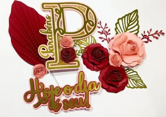 Topper de Bolo Luxo Flores