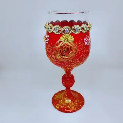 Taça Pombagira Rosa Vermelha - artesanato de Cátia Odarah Artesanatos