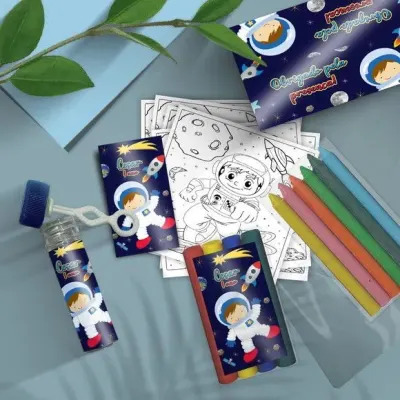 Kit Massinha + Giz + Bolha - Astronauta Personalizado - artesanato de Mi Papelaria Criativa