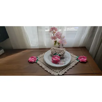 Jogo Americano em Crochê Flores Mescladas (2 Pessoas) - artesanato de Mari Crochê feito com carinho!