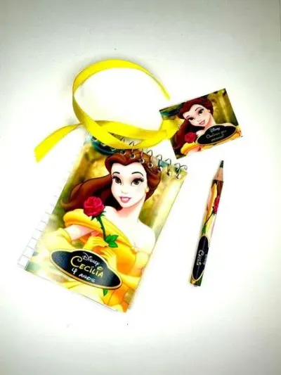 Bloquinho Bela e a Fera Personalizado - artesanato de Mi Papelaria Criativa