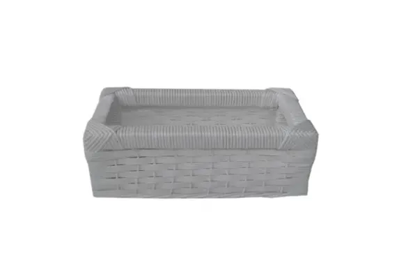 Cesto Vime Sintético Branco 30x20x09 - artesanato de Mundo Urbano