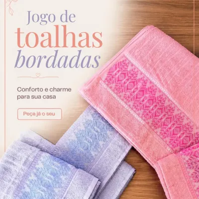 Jogo de toalhas bordadas - 4 peças - 1 - artesanato de Djulik