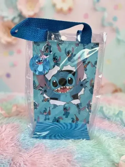 Sacola Transparente Stitch Personalizado - artesanato de Artmanha Lembrancinhas