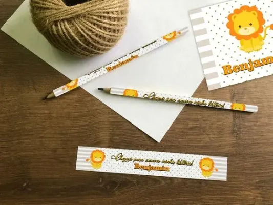 Lápis Leãozinho Personalizado - artesanato de Mi Papelaria Criativa