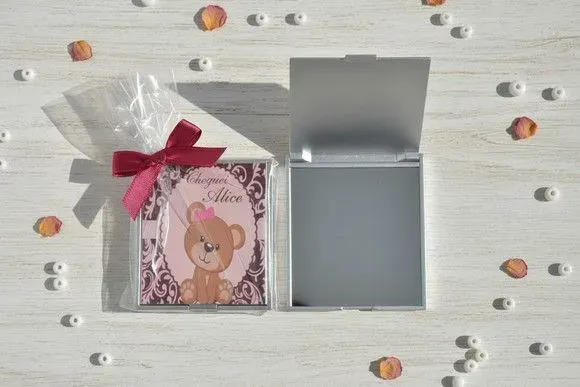 Lembrancinha Espelho - Ursinha Personalizado - artesanato de Mi Papelaria Criativa