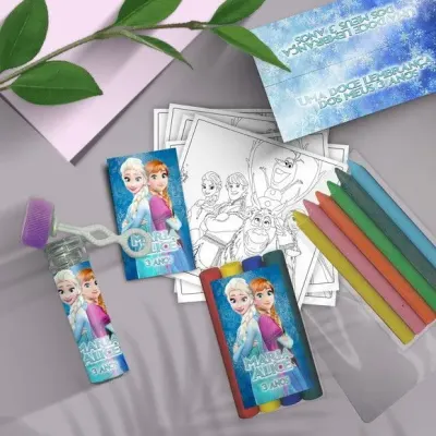 Kit Massinha + Giz + Bolha - Frozen Personalizado - artesanato de Mi Papelaria Criativa