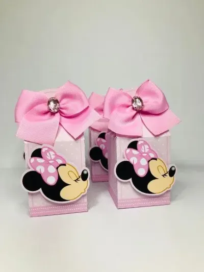 Caixa Milk Minnie Rosa - artesanato de Fina Essência Papelaria Personalizada
