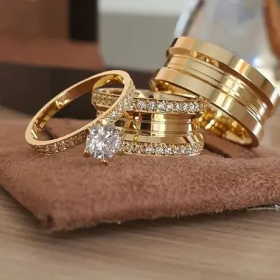 Alianças Italiana de Ouro 18k 8mm 18grs Casamento + Anel - artesanato de TM JOIAS