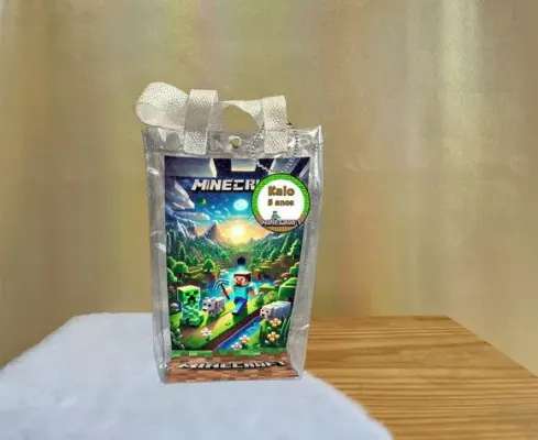 Sacola Transparente Minecraft Personalizado - artesanato de Artmanha Lembrancinhas