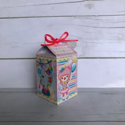 Mini Caixa Milk Circo Rosa - artesanato de Fina Essência Papelaria Personalizada