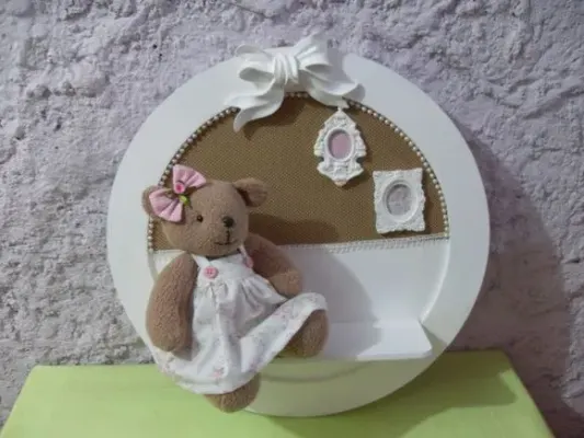 Quadro com Ursa - artesanato de Ateliê cantinho do bebê