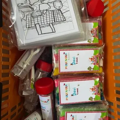 Kit Massinha + Giz + Bolha Pique Nique Personalizado - artesanato de Mi Papelaria Criativa