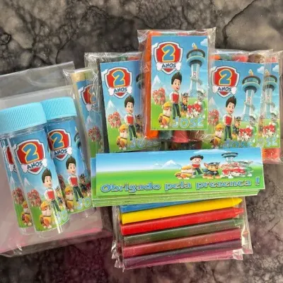 Kit Massinha + Giz + Bolha Patrulha Canina Personalizado - artesanato de Artmanha Lembrancinhas
