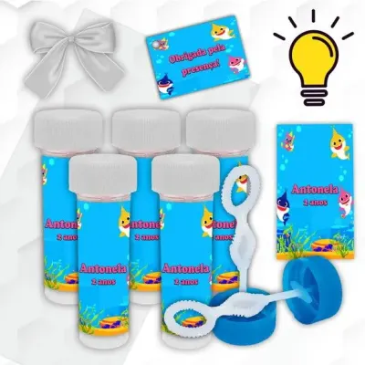 Bolinha de Sabão Baby Shark Personalizada - artesanato de Mi Papelaria Criativa