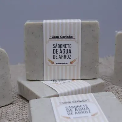 Sabonete Natural de Água de Arroz Clareador de Manchas - artesanato de Juliana Biz - casa e bem estar