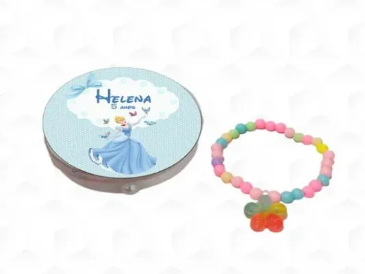 Latinha + Pulseira Cinderela Personalizada - artesanato de creativitybynina