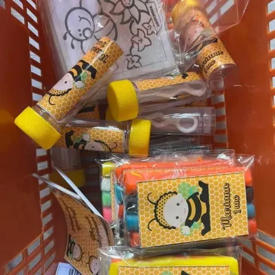 Kit Massinha + Giz + Bolha Abelinha Personalizado - artesanato de Mi Papelaria Criativa