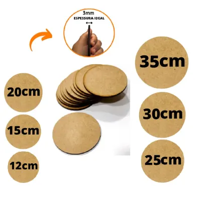 Placas Circulares de MDF 3mm - Base Redonda  para Artesanato e Sousplat - artesanato de TINY LASER