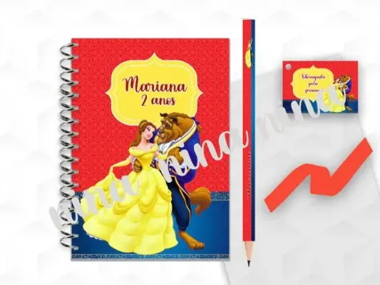 Bloquinho G+lapis Bela e a Fera Personalizado - artesanato de creativitybynina