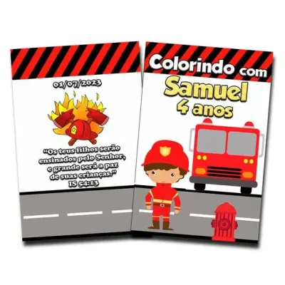 Lembrancinha Bombeiro Revista para Colorir 14x10 - artesanato de PAPCRIE